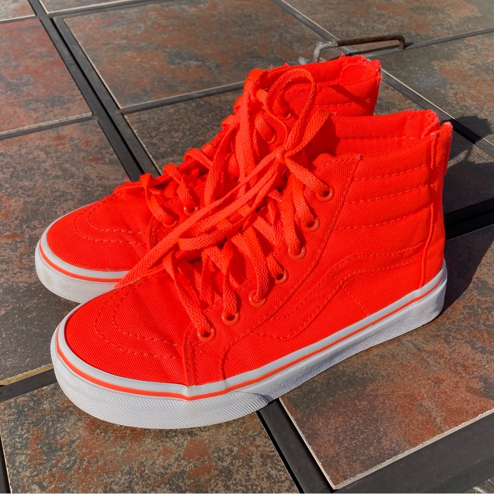 Vans Sk8-High Skate Shoe sz 1 Hightops Shoes Neon Orange Skater